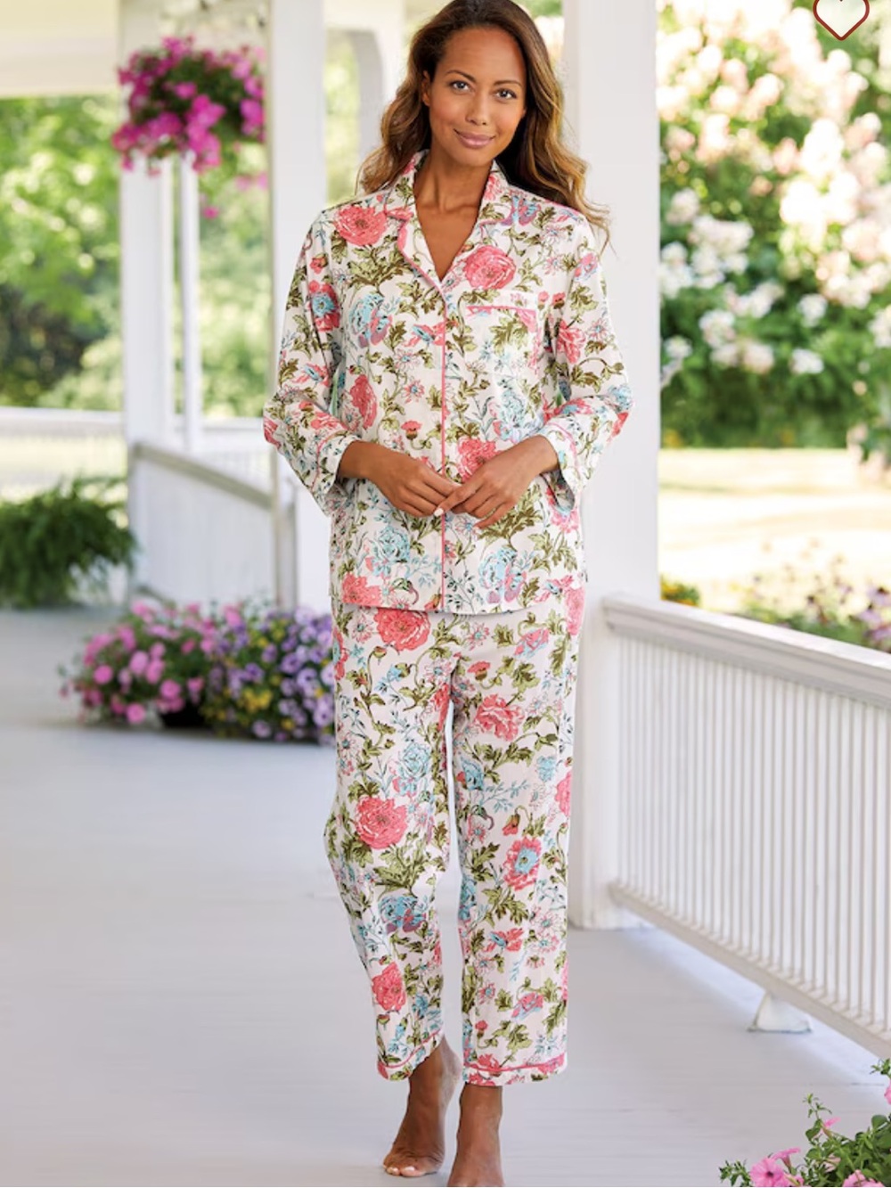 Ella Simone Womens Floral Pajama Set Cotton Lawn Summer L